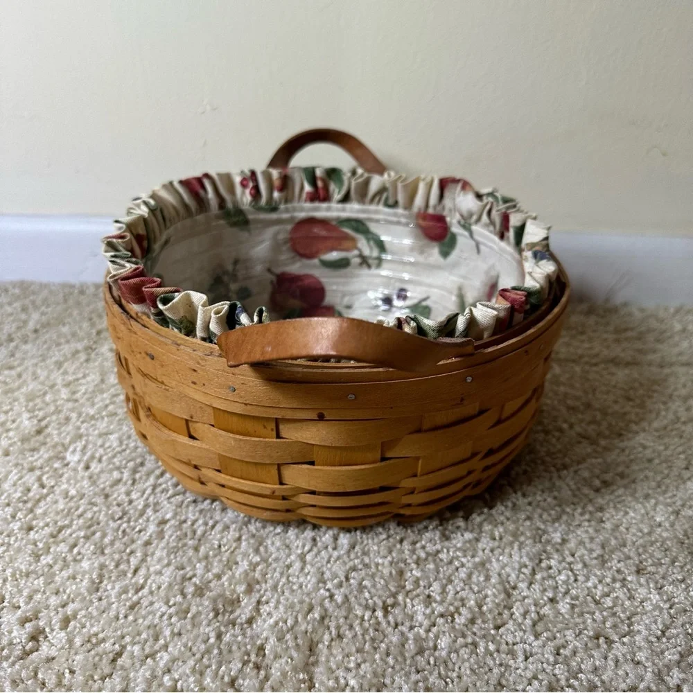 Longaberger Woven Traditions Round Basket Leather Handles‎ Protector/Liner